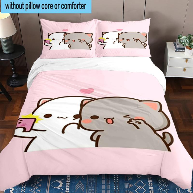 3PCS Bobo Dudu In Love 3pcs Bedding,Including 3PCS Duvet Cover And 2pcs Pillowcases Perfect for Christmas,Ideal for Bedroom, Dormitory