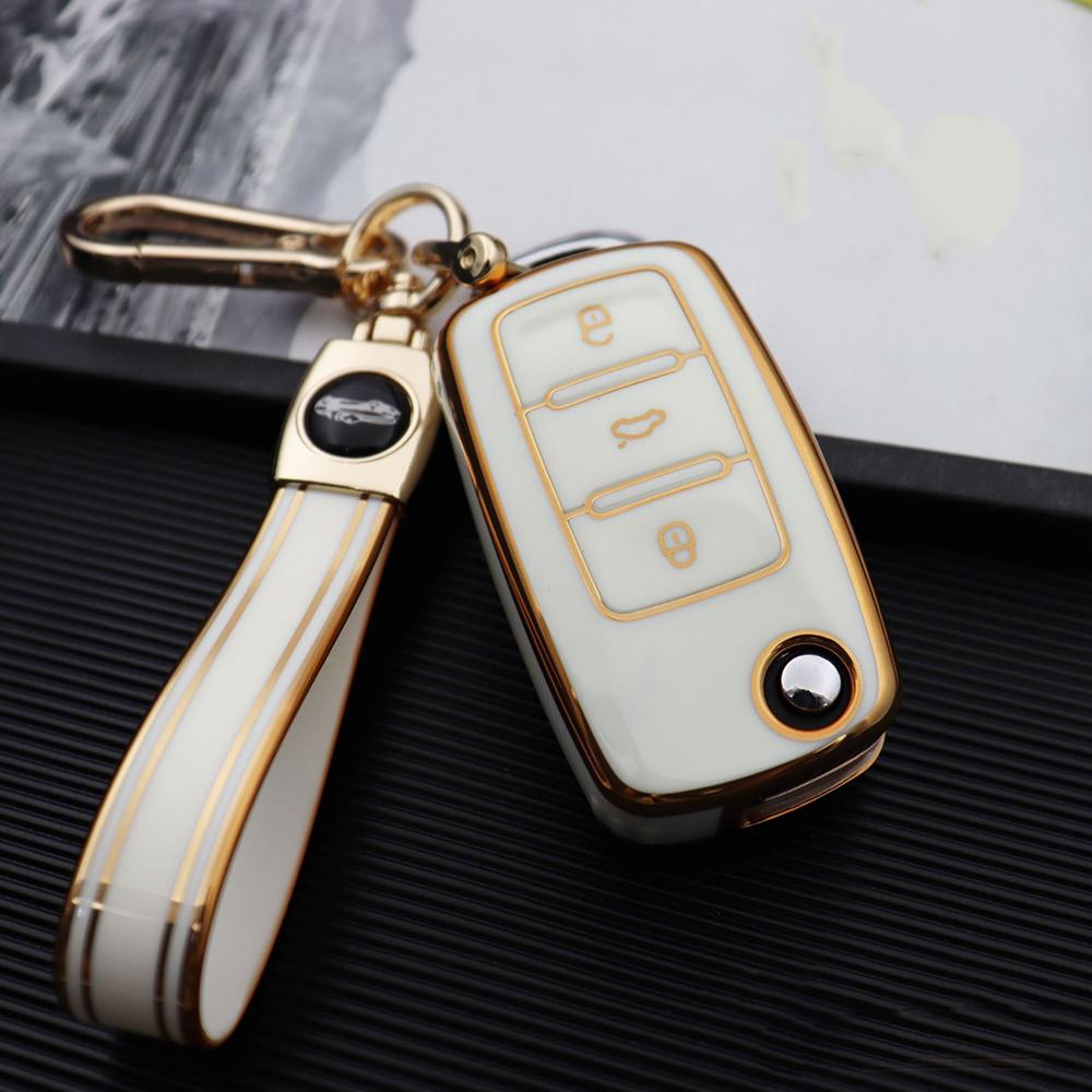 For VW Golf Polo Bora Beetle Tiguan for SKODA Fabia YIJS5 Superb for SEAT Leon Toledo Altea Ibiza TPU Remote Key Fob Case Cover