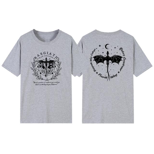 Двусторонняя футболка «Четвертое крыло» Basgiath, футболка военного колледжа, женская одежда, винтажные футболки с короткими рукавами и рисунком, футболка Bookish