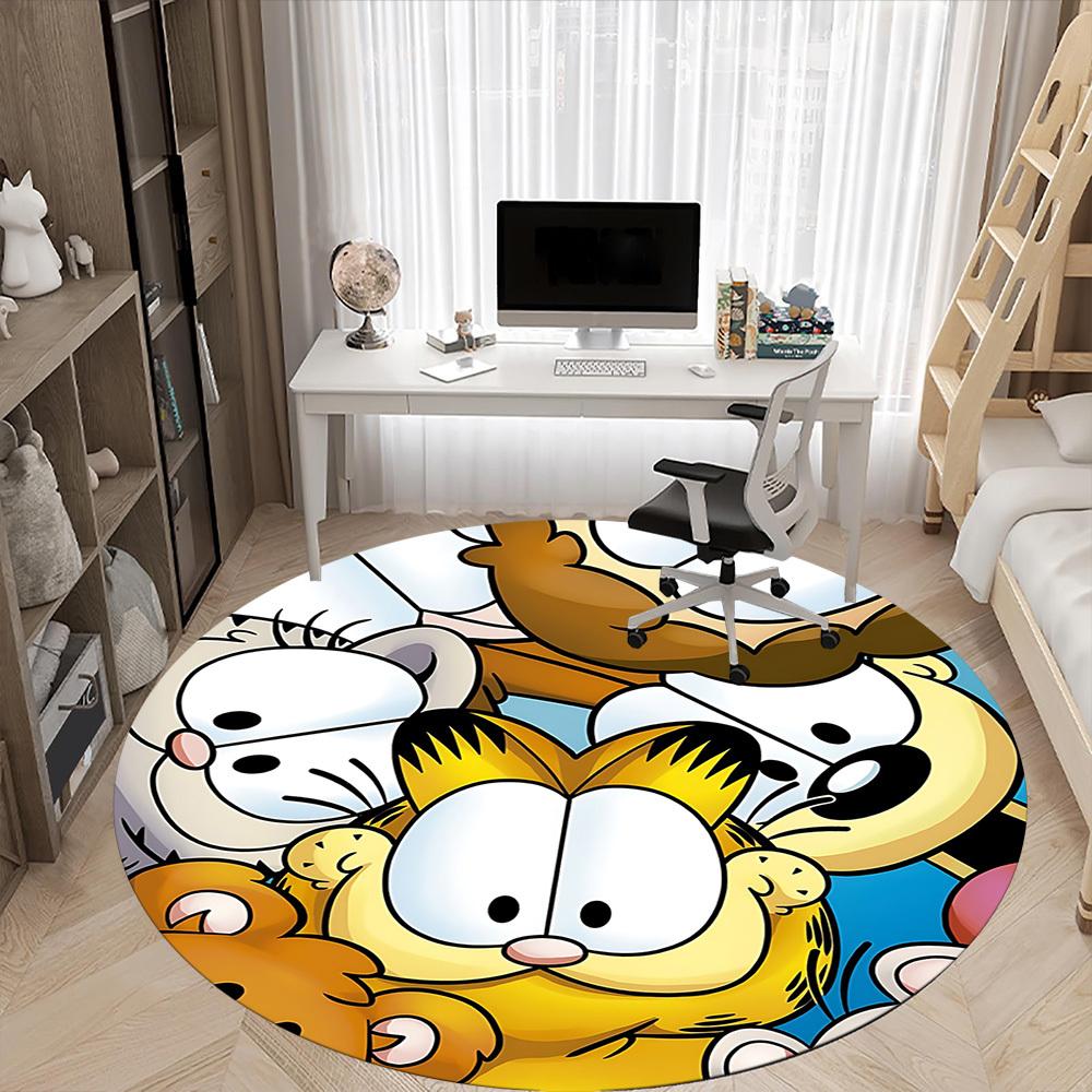 Garfield Pets Office Round Area Rug, Indoor Mat Suitable For Office, Under Office Chairs Bedroom Living Room Home Decor, DT1212085