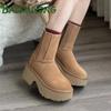 Туфли из хлопка и замши, женские меховые зимние сапоги на платформе, 2024, зимние новые ботильоны, плюшевые теплые каблуки, модный бренд Zapatos Mujer