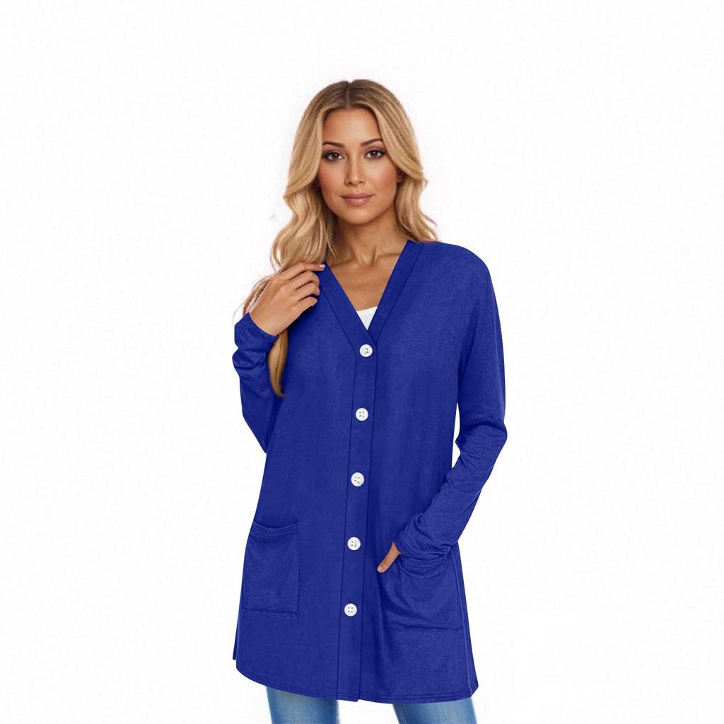 Women's Long Sleeve Cardigan Casual Jacket With Pockets Top