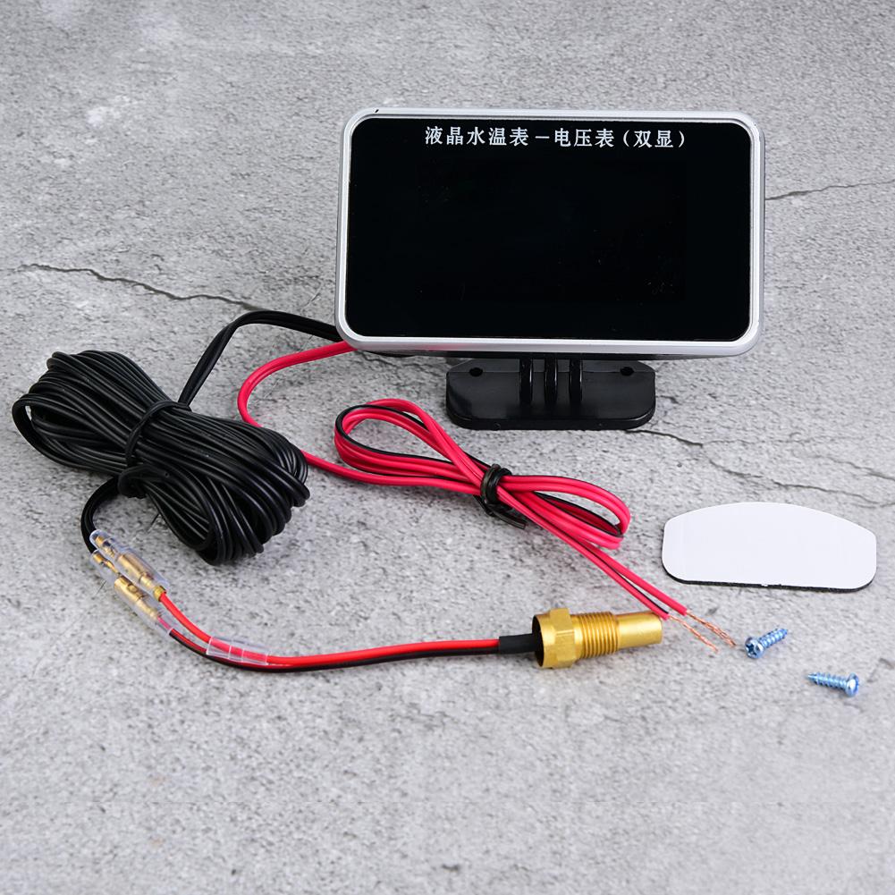 2PCS 12V 24V 36V Car LCD Screen Voltmeter   10mm Water Thermometer Sensor