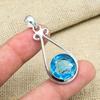 Blue Topaz Gemstone Handmade 925 Sterling Silver Jewelry Pendant For Engagement Gift