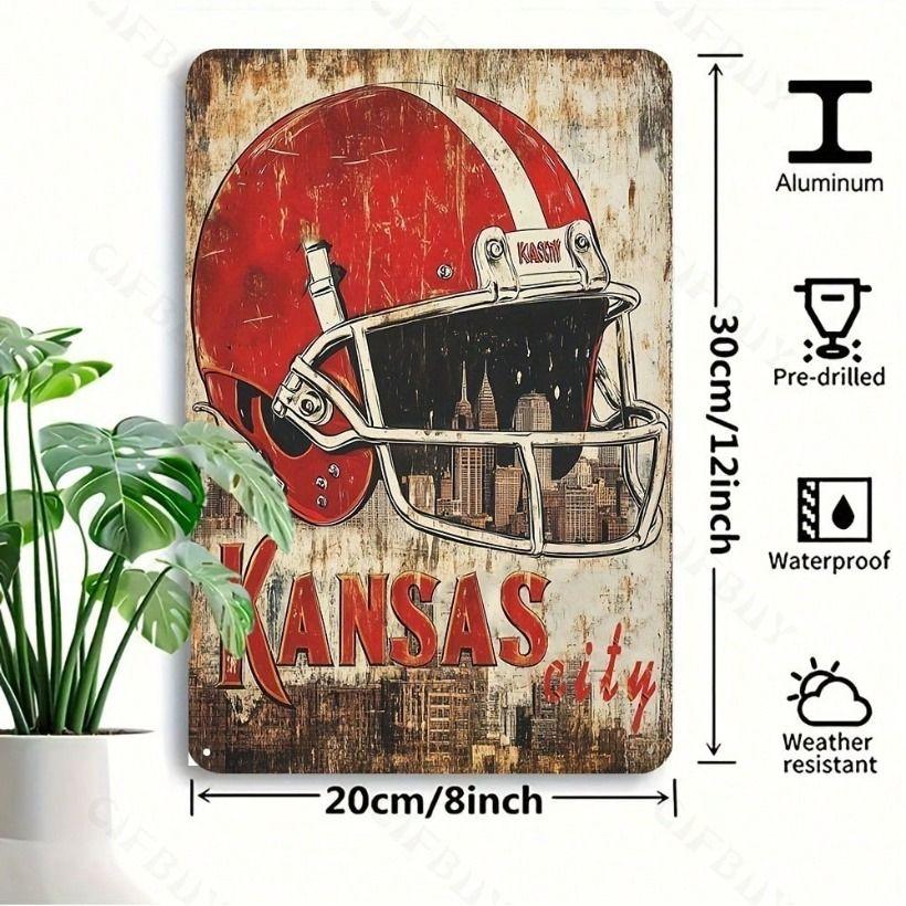 Винтажная металлическая табличка Kansas City Football Bar Декор стены 20x30см Водонепроницаемая