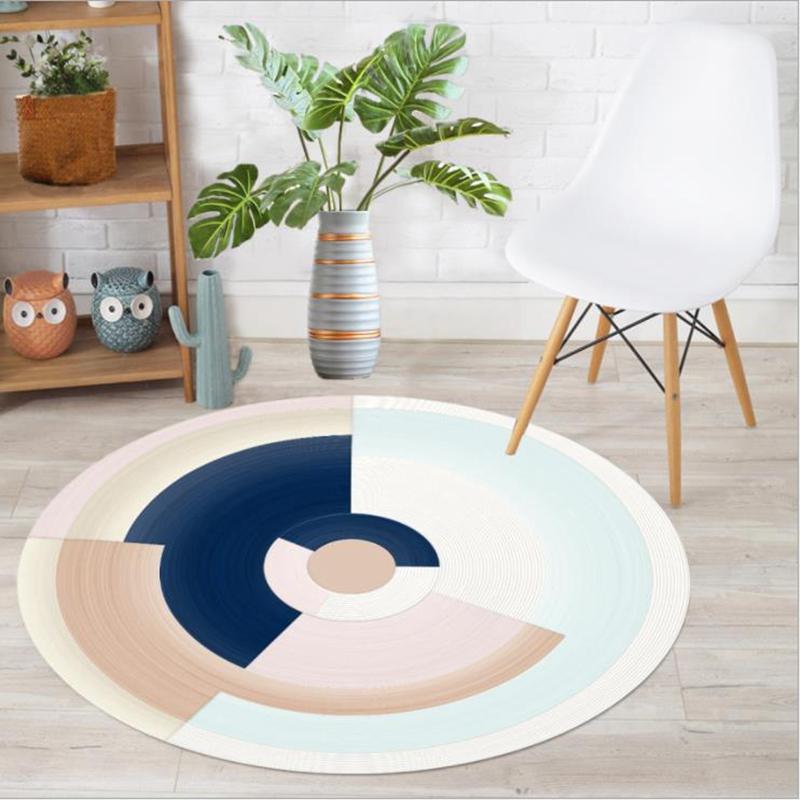 Round Carpet Nordic Modern Geometric Print Home Decor Hanging Basket Foot Mat Study Chair Floor Rug Living Coffee Table Carpets