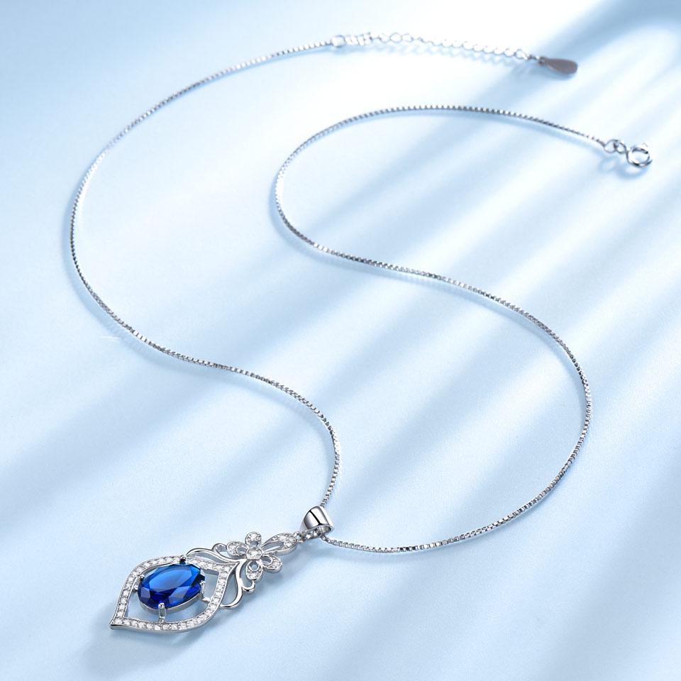 Umcho Ожерелье с синим сапфиром, созданным из драгоценных камней, ожерелья и подвески с цепочкой-коробкой, юбилей, день рождения, день Святого Валентина, ювелирные изделия, подарки