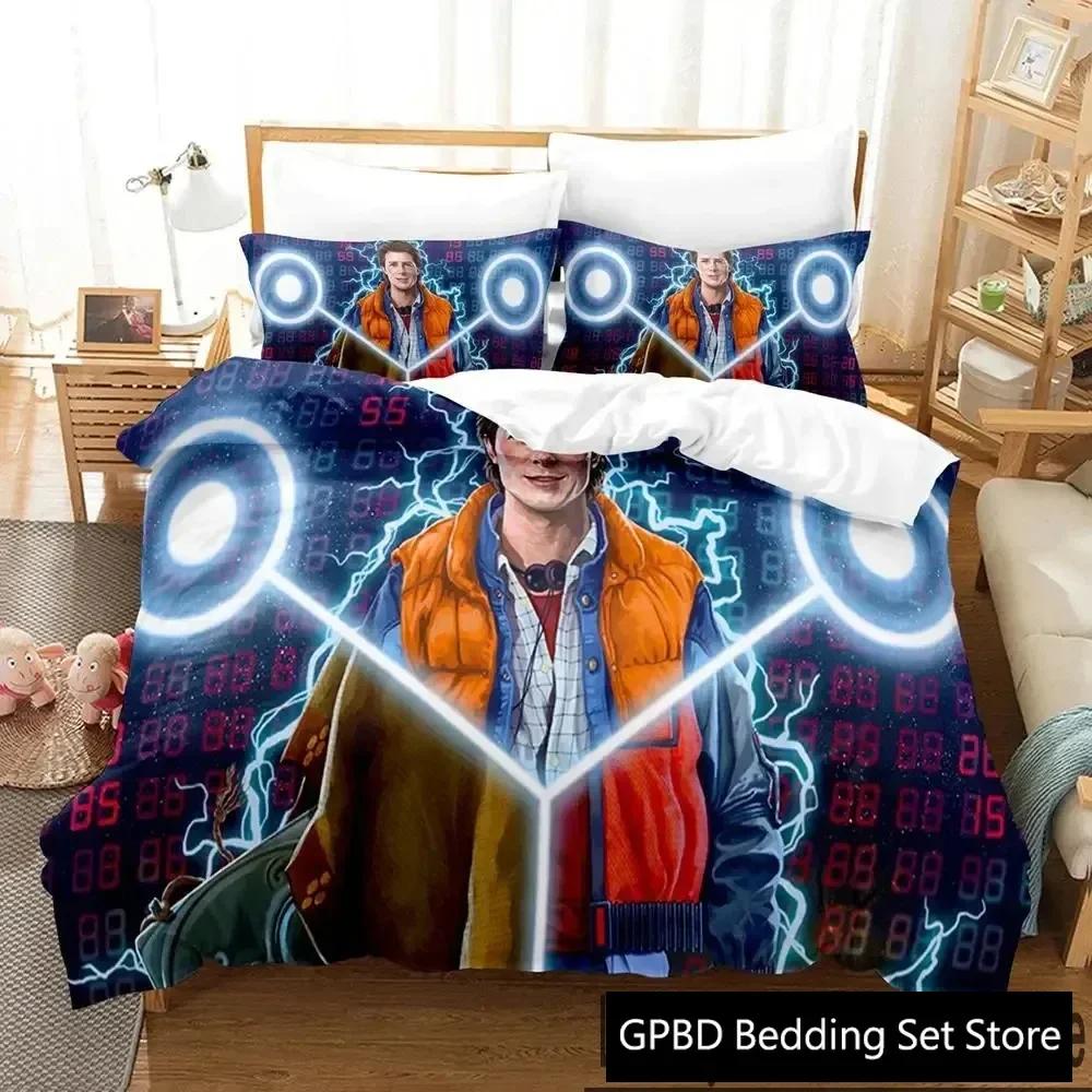 3D-принт «Назад в будущее» Комплект постельного белья Двуспальная кровать Твин King Пододеяльник Одеяло Наволочка Для мальчиков Девочек Взрослых Спальня