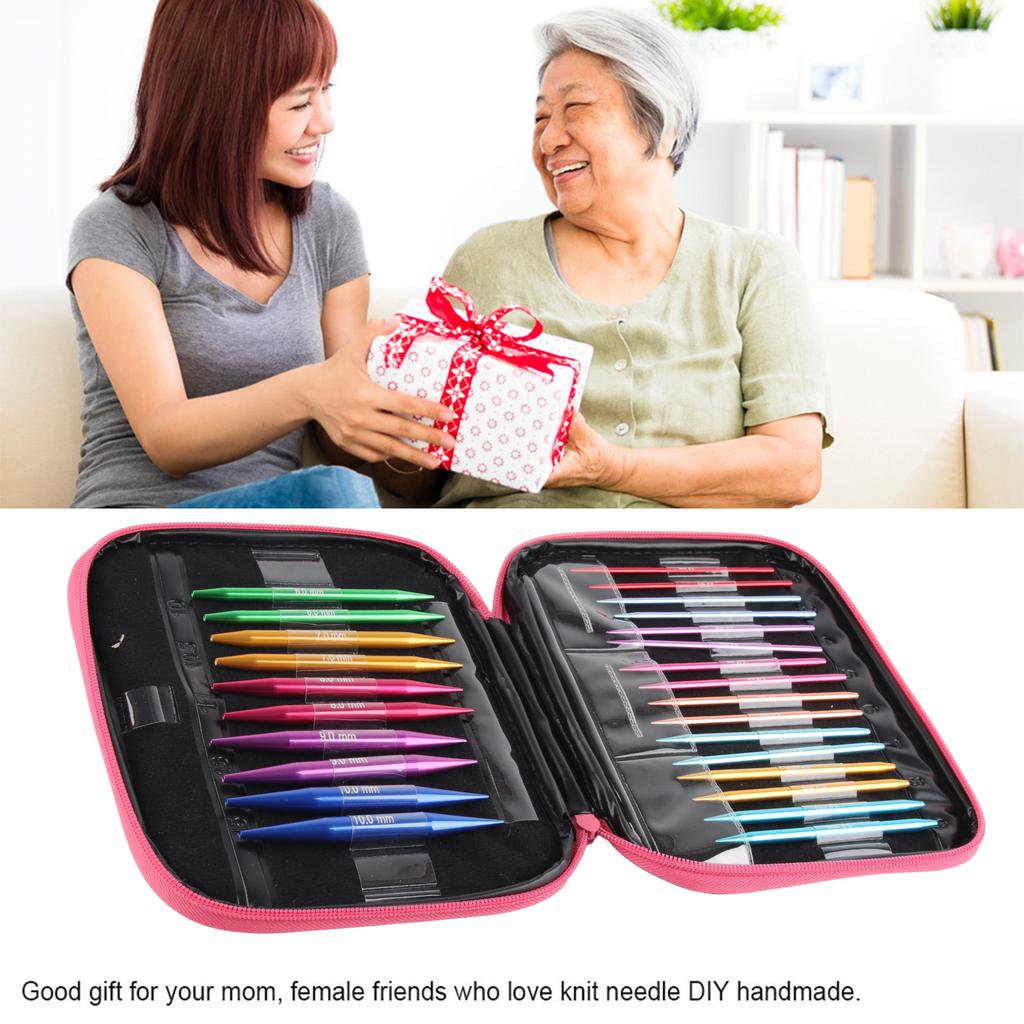 Interchangeable Needles Set Colorful Aluminum Circular Knitting Needles Ring Set for DIY Craft