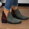 Fashion Women's Shoes 2024 Hot Sale Zipper Women's Boots Autumn Round Toe Mixed Colors Flock Short Barrel Mid Heel Large Size Boots