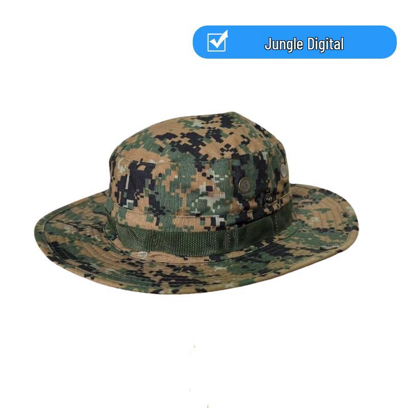 Camouflage Adjustable Outdoor Sun Hat with Chin Strap and Customizable Logo