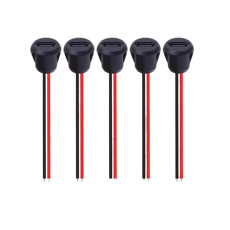 2-контактный водонепроницаемый USB-разъем Type-C с гнездом, разъем для быстрой зарядки, порт зарядки, USB-C вилка-розетка 1/5/10/20 шт.