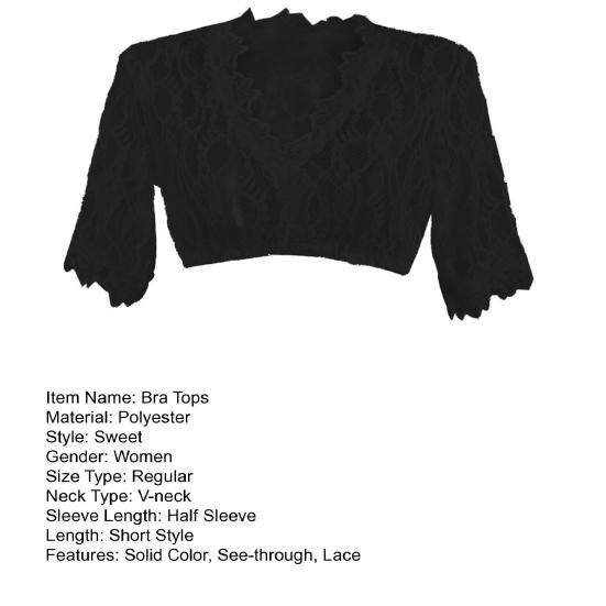 Женский сексуальный прозрачный кружевной бюстгальтер, блузка с v-образным вырезом и длинным рукавом, укороченное кружево