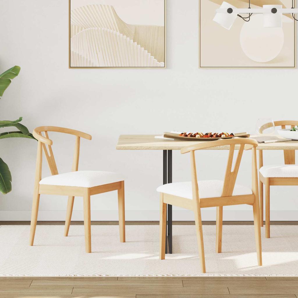 Dining Chair Set of 2 Natural Light Solid Rubberwood