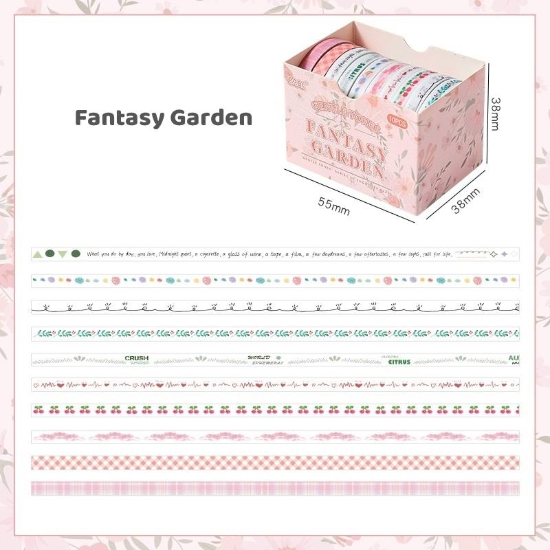 10 Rolls Gentle Color Tone Washi Tapes Set Super Mini Basic Flower Pattern 5mm Lace Paper Masking Tape Decoration Stickers