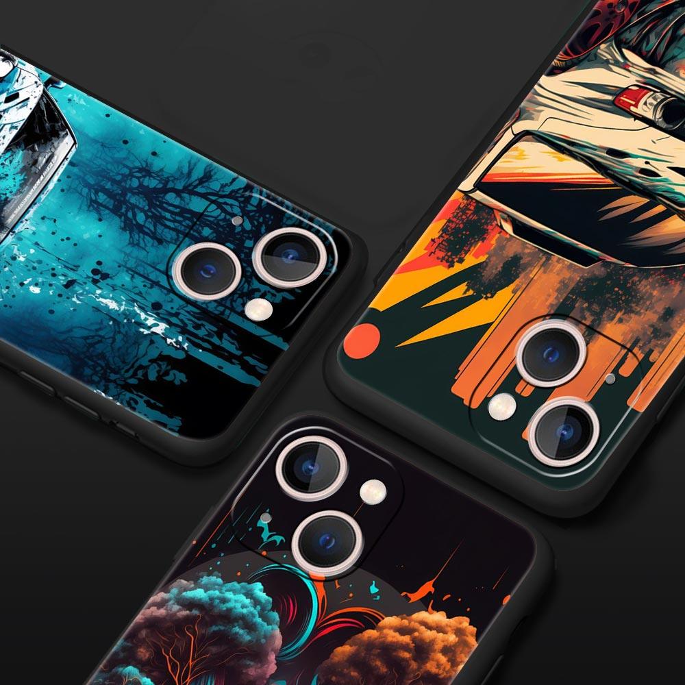 Sports Car JDM Tokyo Drift For iPhone 11 12 13 15 14 Pro Max Phone Case X XR XS 7 8 Plus SE 2020 Luxury Black Soft Cover Funda