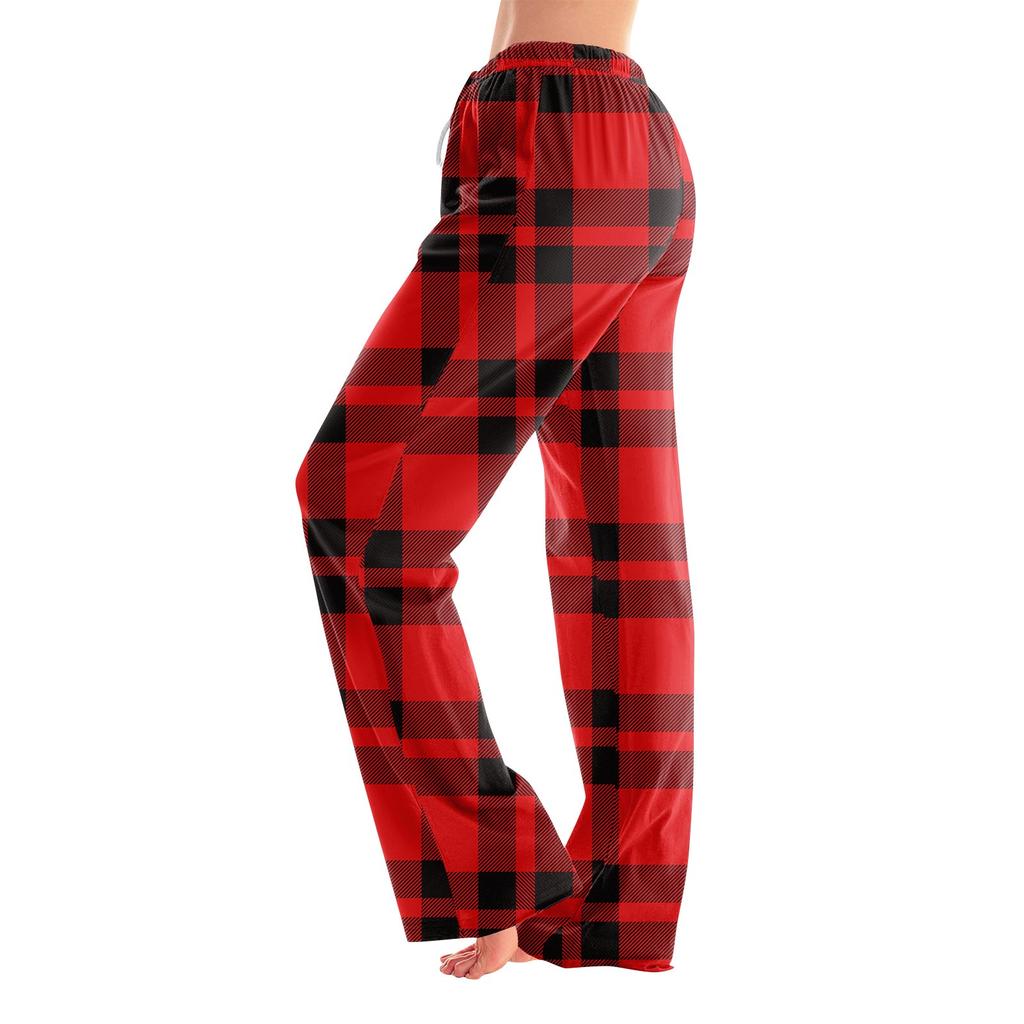 Pajama Pants Sleepwear Casual Drawstring Elastic Waist Pants Comfy Straight Yoga Loose Trousers