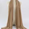 Women's Solid Color Pearl Chiffon Bubble Scarf, Long Silk Headscarf, 70x180cm, Middle Eastern Style
