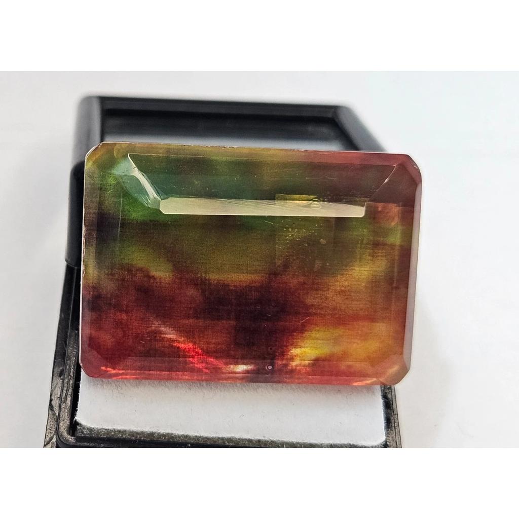 40+ Ct Natural Opal Like Organic Ethiopian Ammolite Emerald Cut Gemstone