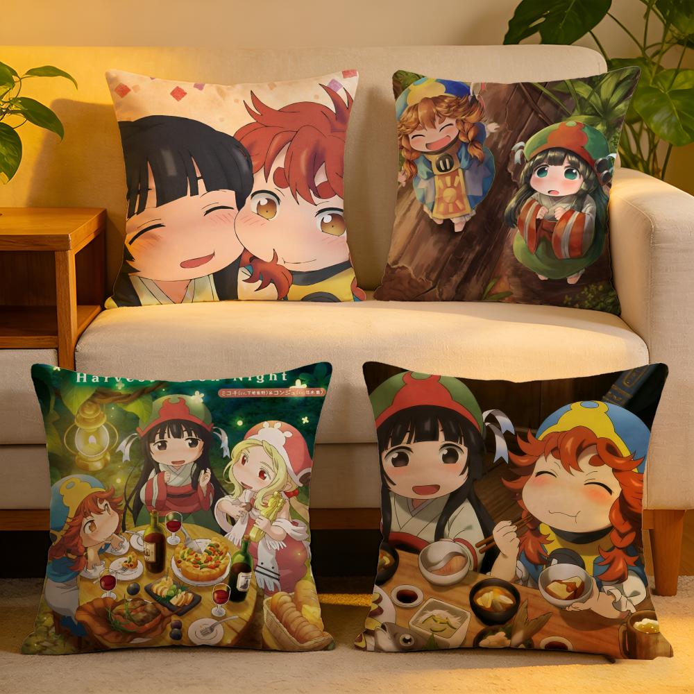 Cushion Cover Linen SkinFriendly Soft Decorative Case For Sofa Home Decor Kwaii Anime Hakumei And Mikochi Pillow cover