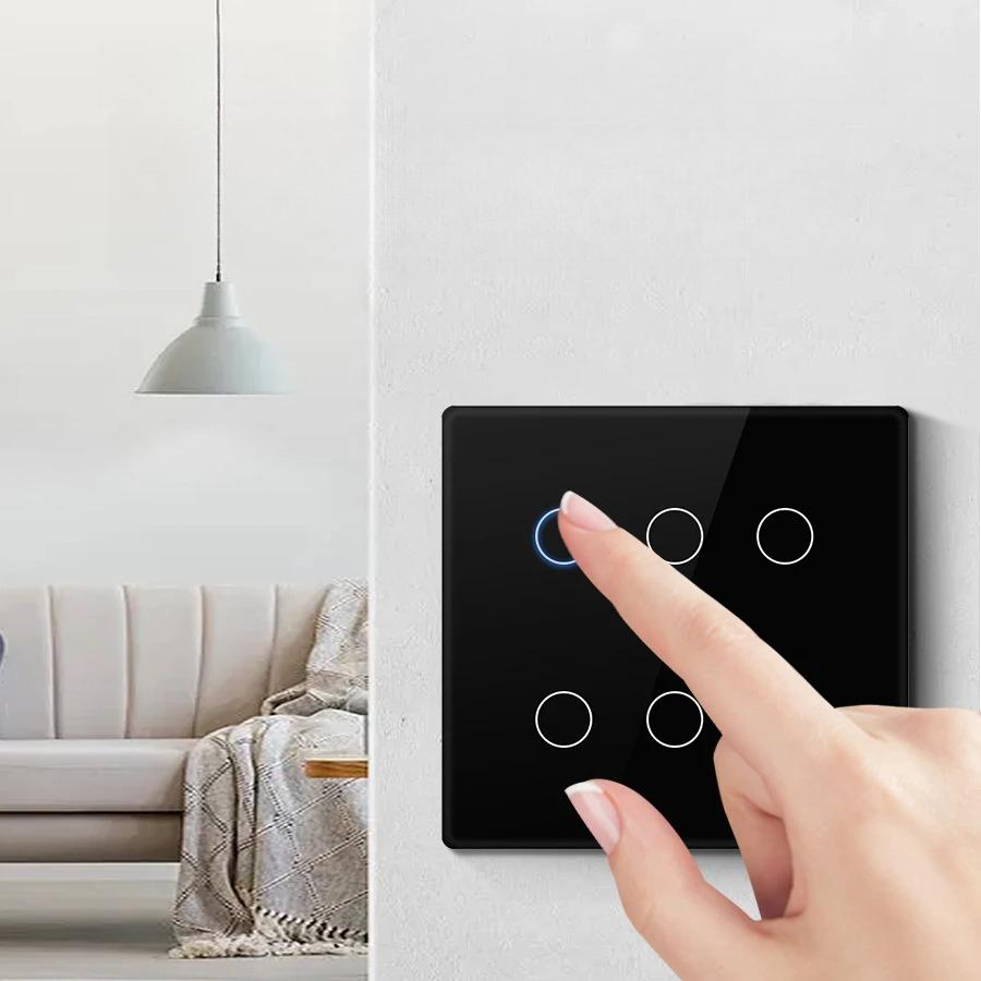 Tuya WiFi Smart Switch Brazil 4x4 AC110-220V Сенсорная панель 4/6 Gang Light Switch Управление через приложение работает с Alexa Google Home