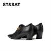 St&Sat/Saturday New Style Versatile Single Shoe Thick Heel British Style Shallow Mouth Retro Square Head Mary Jane