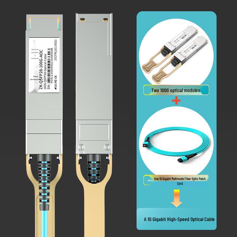 Zhongke Optoelectronics QSFP/QSFP28 AOC Optical Stack Cable Module