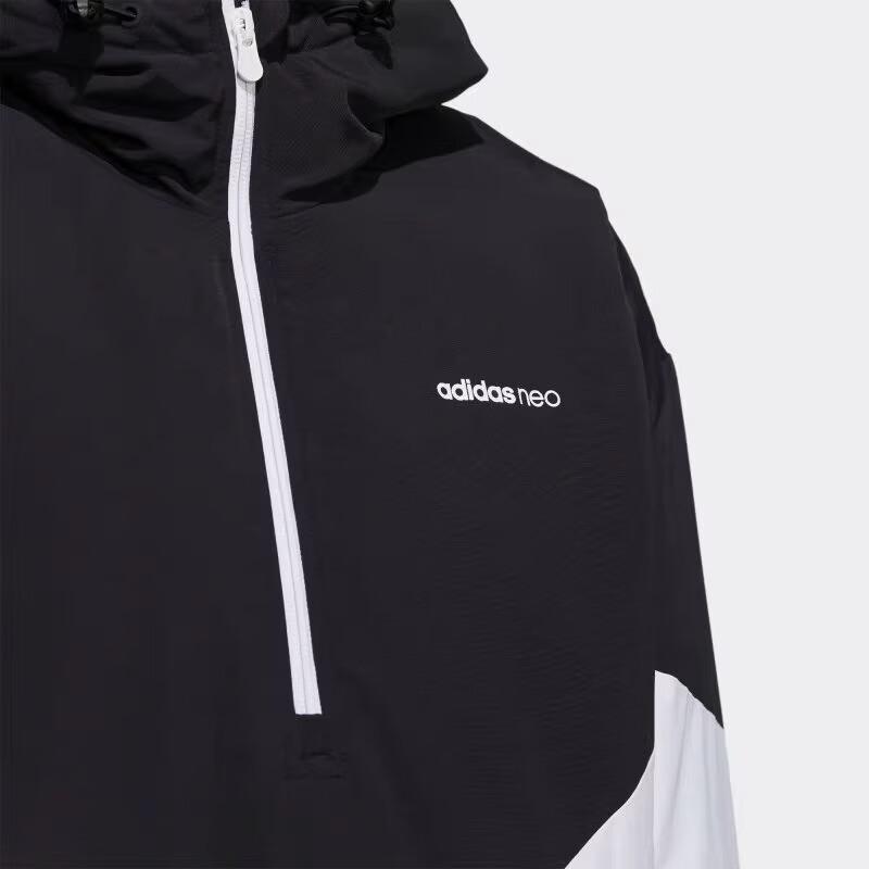 adidas Neo Color Block свободная куртка с длинным рукавом и капюшоном мужские куртки черные белые H45244