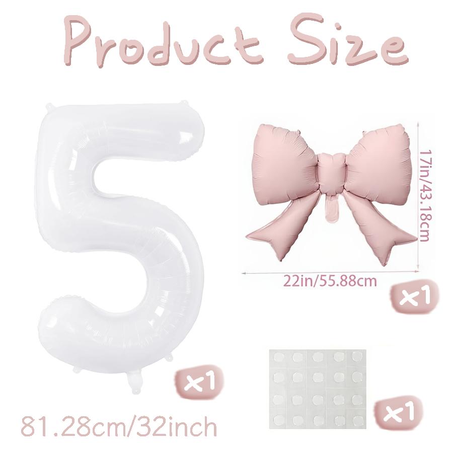 Number balloon set baby pink bow balloon ,white and pink balloon birthday proposal, weddingballoon decoration