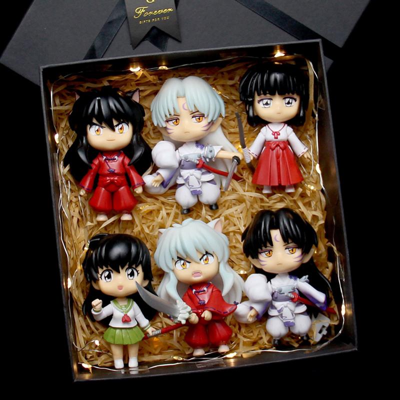 New Inuyasha Anime Figure Higurashi Kagome Miroku Sesshoumaru Action Version Toys Pvc Model Doll Gifts Kids Q for Poseable Articulated Scale 2
