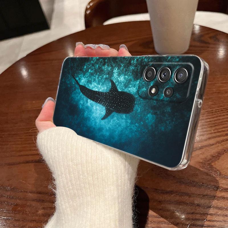 Прозрачный чехол для телефона с изображением китовой акулы в океане для Samsung Galaxy A56 A57 A37 A55 A54 A36 A35 A26 A25 A16 A17 A07 A52 A34 A73
