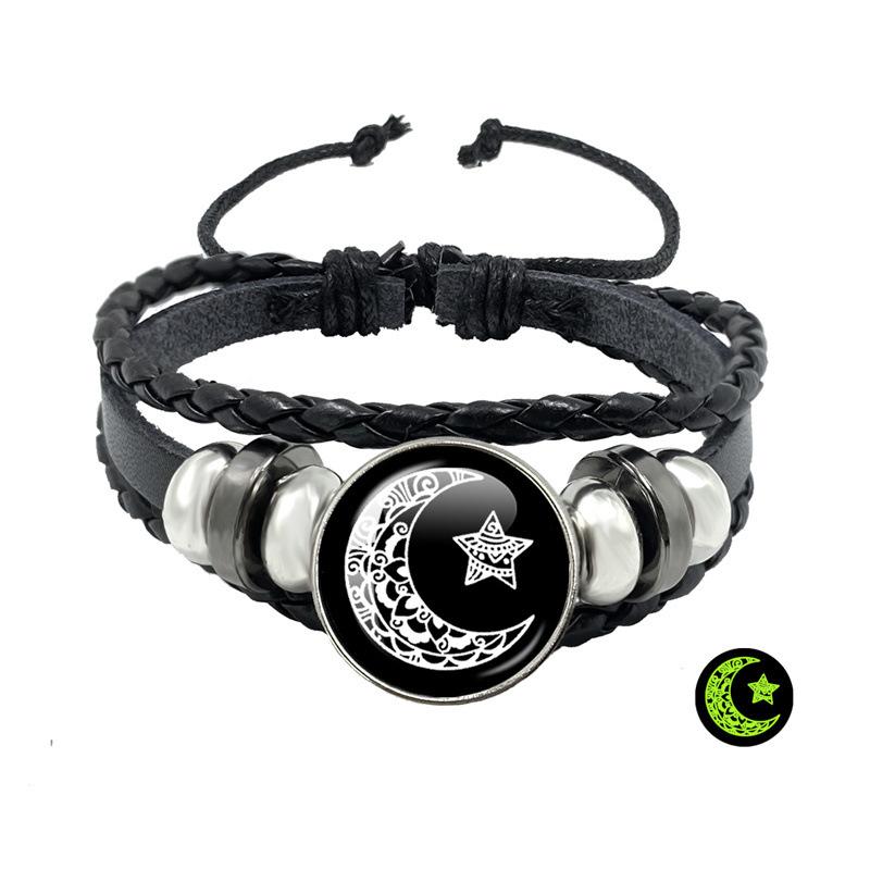 Простые светящиеся браслеты из кожи Sun Moon, ручная работа, парные браслеты, ювелирные изделия для женщин и мужчин, для влюбленных, подарок на День святого Валентина