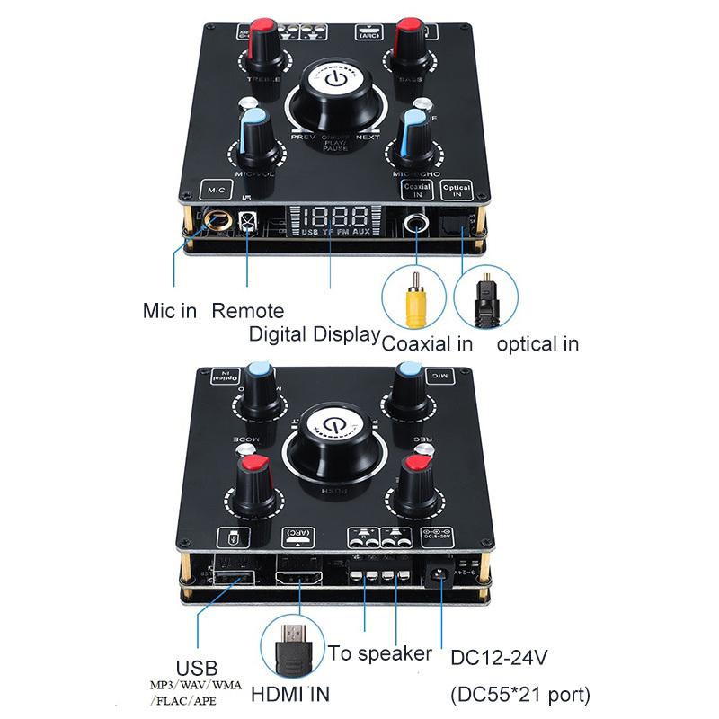 Dual Microphone Karaoke Machine Bluetooth 5.0 Sound Power Amplifier Integrated Amp & U-Disk Player Home Audio Subwoofer System