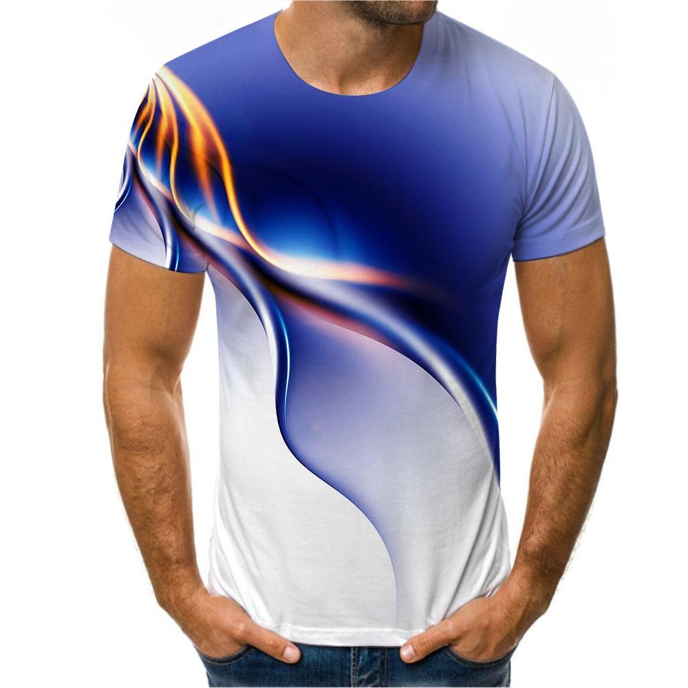 Граффити Живопись Градиент Цвета 3D Цифровая Печать Модная Мужская Футболка Топ С Круглым Вырезом и Коротким Рукавом
