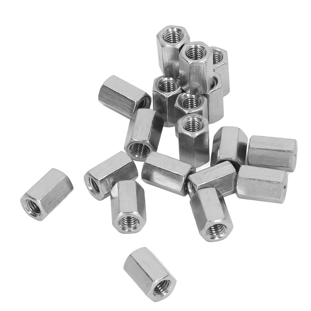20PCS Hex Coupling Nuts 304 Stainless Steel Thread Rod Connection Nut for Bolts Studs Screws
