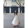 Kumikumi Sweet Style Lace Stitching Sling Dress Women Summer Age-Reducing Chic Waist Hugging A- Line Skirt Long Dress