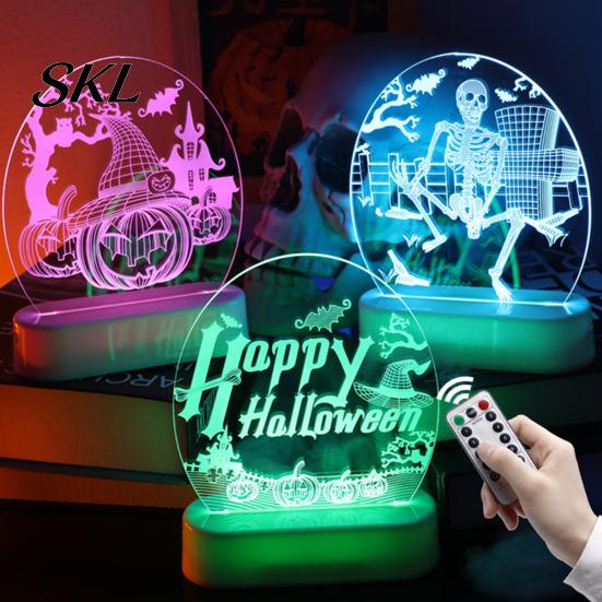 Easy Assemble Acrylic Night Lights Halloween Decoration Lights, Decorative LED Light, Skull/Pumpkin Table Creative Gifts for Lamp Home Party