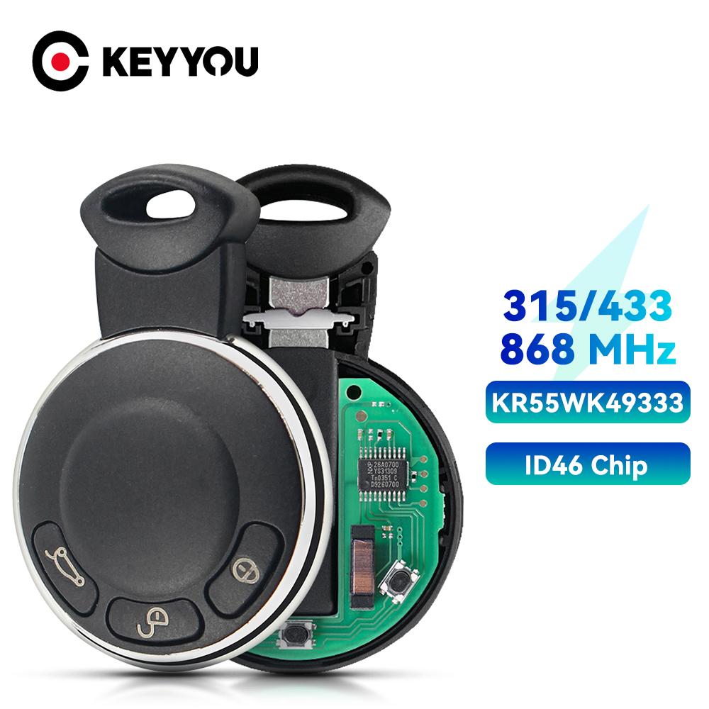 KEYYOU Remote Car Key For BMW MINI Cooper 2006 2007 2008 2009 2010 2011 2012 2013 PCF7945A ID46 Chip 315/433/868 MHz KR55WK49333