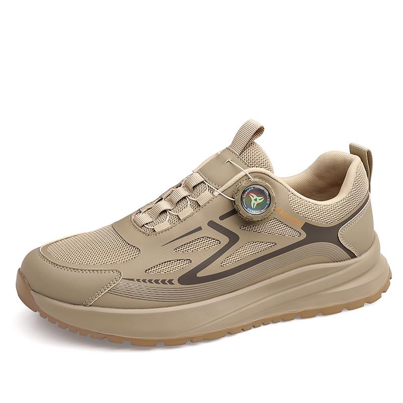 Модная уличная мужская обувь для хайкинга, удобная, износостойкая обувь, дышащие сетчатые повседневные кроссовки, обувь для скалолазания, плоская подошва, вращающаяся кнопка