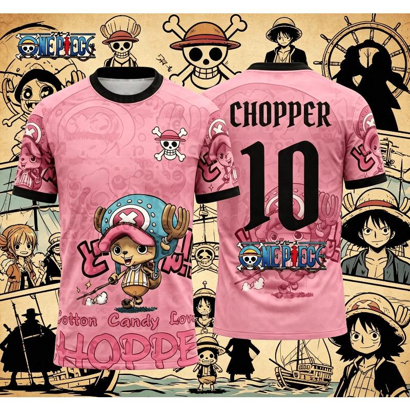 2026 Футболка с принтом One Piece Японское аниме Футбольные майки Спортивная быстросохнущая футболка Детская одежда Футболка