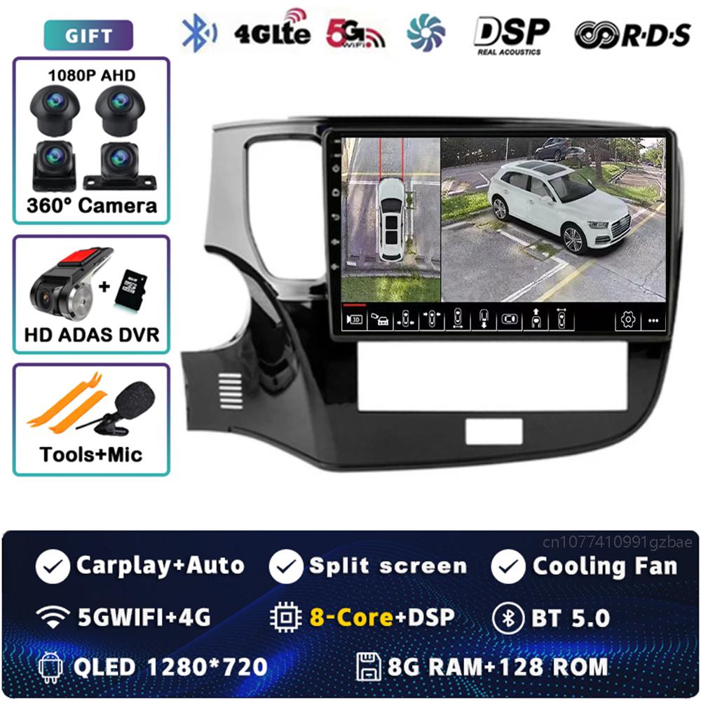 Android 14 Carplay Car Radio для Mitsubishi Outlander 3 III GF0W GG0W 2018 - 2022 Мультимедийный видеоплеер Навигация GPS Стерео