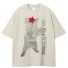 Streetwear Bothsides Funny Cat Graphic T-Shirt Cotton Tshirt Unisex Tops Tees Summer Short Sleeves T Shirt