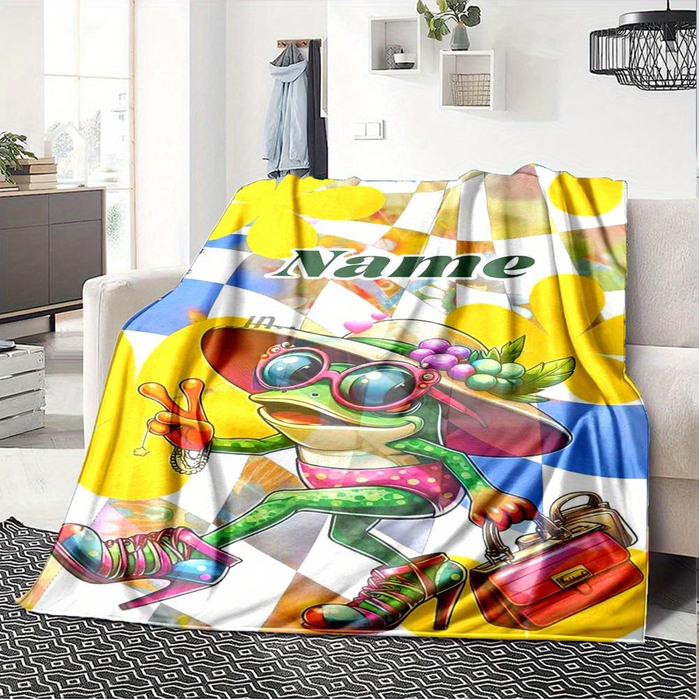 Frog With Colorful Flowers Home Blankets Comfortable Soft Lightweight Allseason Multipurpose Blanket For Picnics Sofas Offices Beds Living Rooms