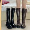 2024 High Quality Ladies Shoes Side Zipper Women's Boots  Fashion Belt Buckle Modern Boots Women New Round Toe Knee-High Boots