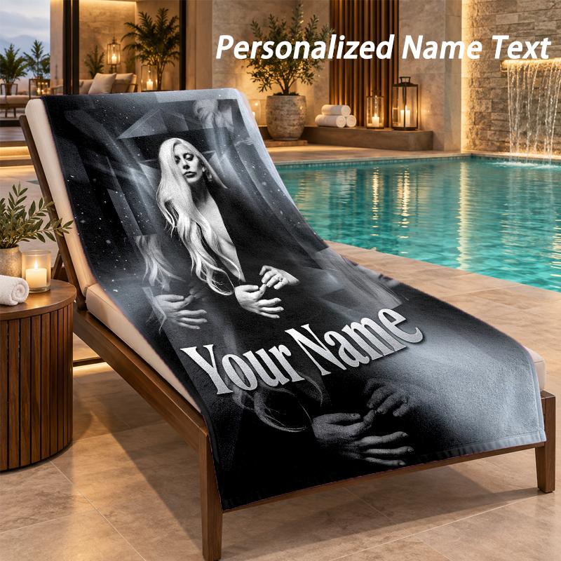 Lady Gaga Custom Name Beach Towel Large Soft Towel for Indoor Bathroom Outdoor Beach