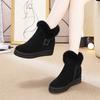 2025 Winter Shoes Women Snow Boots Height Increasing 7.5cm Non-slip Warm Shoes Genuine Leather Women Ankle Boots Pure Black