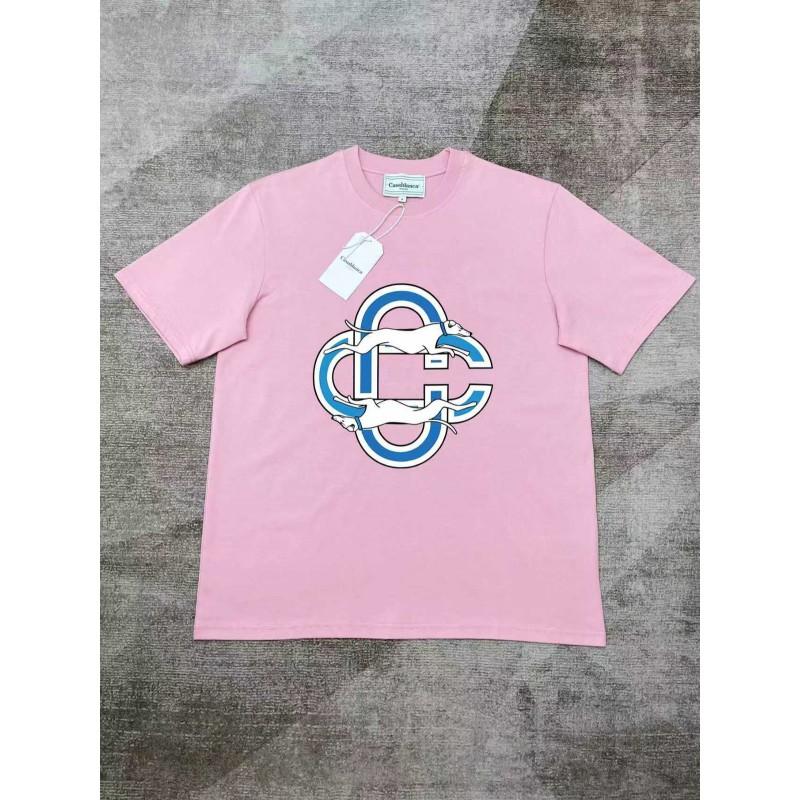 Casablanca Style Printed T-Shirt Men Women Short Sleeve Loose Fit Casual Top