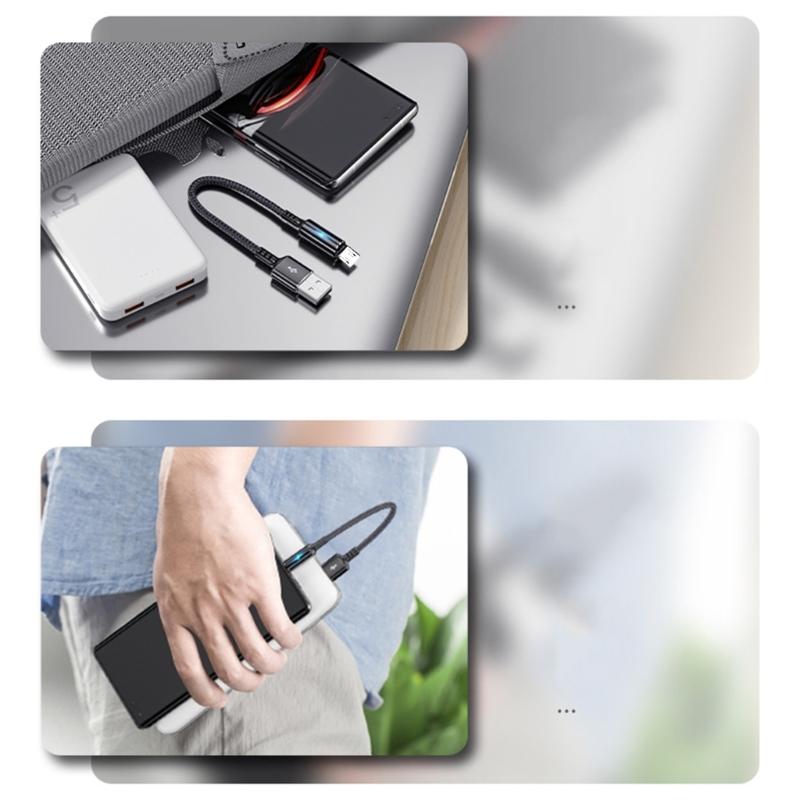 Короткий кабель Micro USB, кабель USB на Micro USB в нейлоновой оплетке для быстрой зарядки, поддержка передачи данных 480 Мбит/с