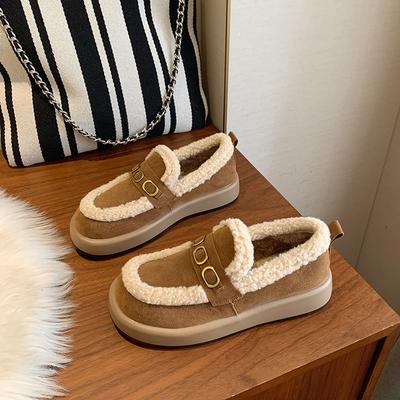 Женские мокасины CRLAYDK из мягкой замши с подкладкой из искусственного меха, женские домашние туфли для работы, дома и на открытом воздухе, зимние теплые тапочки без застежек