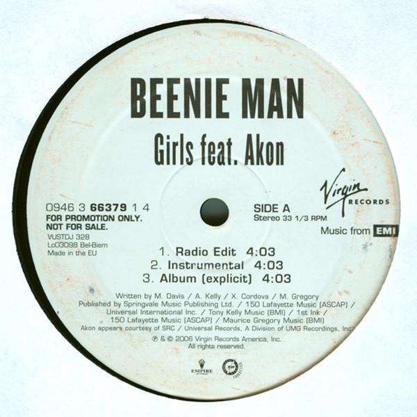 12inch Record BEENIE MAN, AKON - Girls VUSTDJ328 Virgin 2006 UK Reggae, Ska & Dub Used